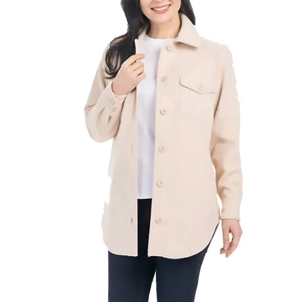 Hilary Radley Ladies' Shirt Jacket, Cream, with pockets Size M